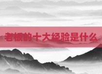 老板的十大经验是什么