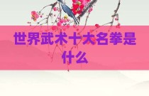 世界武术十大名拳是什么