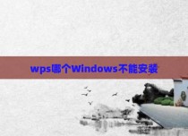 wps哪个Windows不能安装