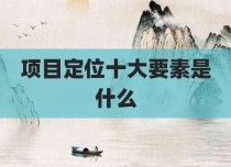 项目定位十大要素是什么