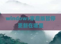 windows家庭版暂停更新在哪里