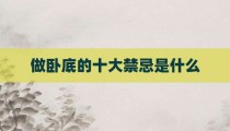 做卧底的十大禁忌是什么