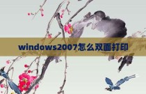 windows2007怎么双面打印