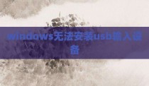 windows无法安装usb输入设备