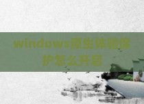 windows原生体验保护怎么开启