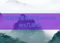 电脑哪里看到是windows几版本