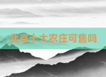北京十大农庄可售吗