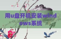 用u盘开机安装windows系统