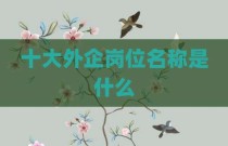 十大外企岗位名称是什么