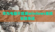 华为电脑不能装windows系统安装系统