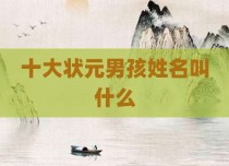 十大状元男孩姓名叫什么