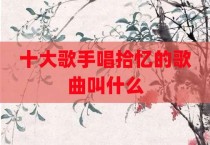 十大歌手唱拾忆的歌曲叫什么