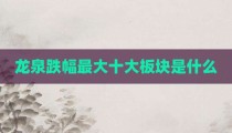 龙泉跌幅最大十大板块是什么