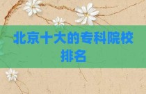 北京十大的专科院校排名