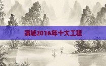 蒲城2016年十大工程