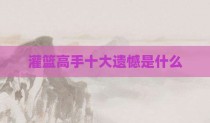 灌篮高手十大遗憾是什么