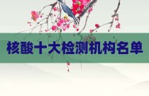 核酸十大检测机构名单