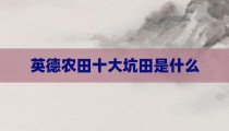 英德农田十大坑田是什么