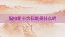 配电柜十大标准是什么呢
