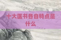 十大医书各自特点是什么