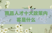 南昌人才十大政策内容是什么