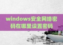 windows安全网络密码在哪里设置密码