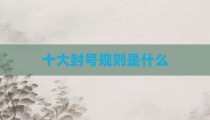 十大封号规则是什么