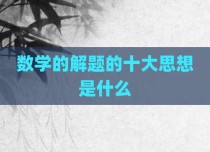 数学的解题的十大思想是什么
