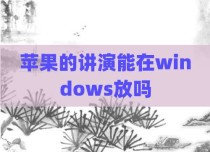 苹果的讲演能在windows放吗
