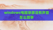 windows电脑录屏没有声音怎么回事
