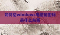 如何给windows电脑加密码是什么东西