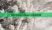 我告诉你windows10系统安装