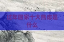 过年回家十大焦虑是什么