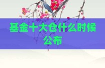 基金十大仓什么时候公布