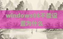 windows98不能设置为什么