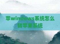 苹windows系统怎么转苹果系统
