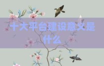 十大平台建设意义是什么