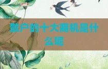 散户的十大商机是什么呢