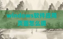 windows软件应用页面怎么调