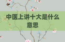 中医上讲十大是什么意思