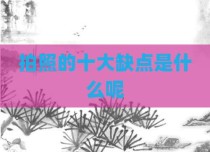 拍照的十大缺点是什么呢