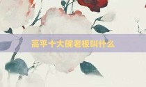 高平十大碗老板叫什么
