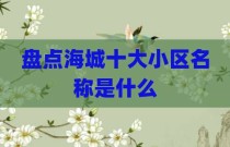 盘点海城十大小区名称是什么