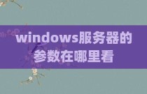 windows服务器的参数在哪里看