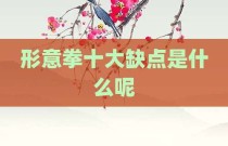 形意拳十大缺点是什么呢