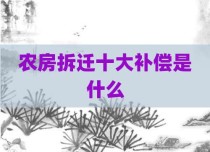 农房拆迁十大补偿是什么