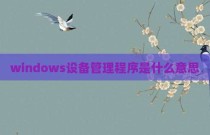 windows设备管理程序是什么意思