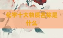 化学十大物质名称是什么
