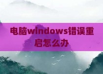 电脑windows错误重启怎么办