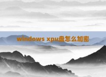 windows xpu盘怎么加密